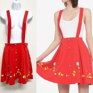 Disney Womens Winnie The Pooh Red Balloon Ride Suspender Skirt Size M